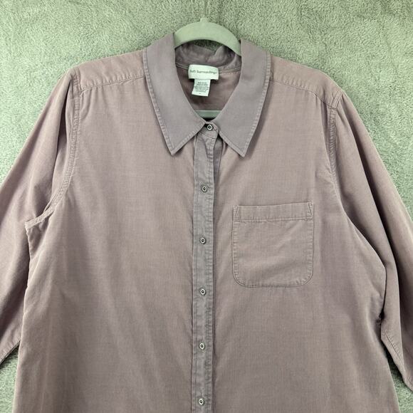 Soft Surroundings Top XL Lavender Button Up Corduroy Embroidered Western Angel - Picture 3 of 15